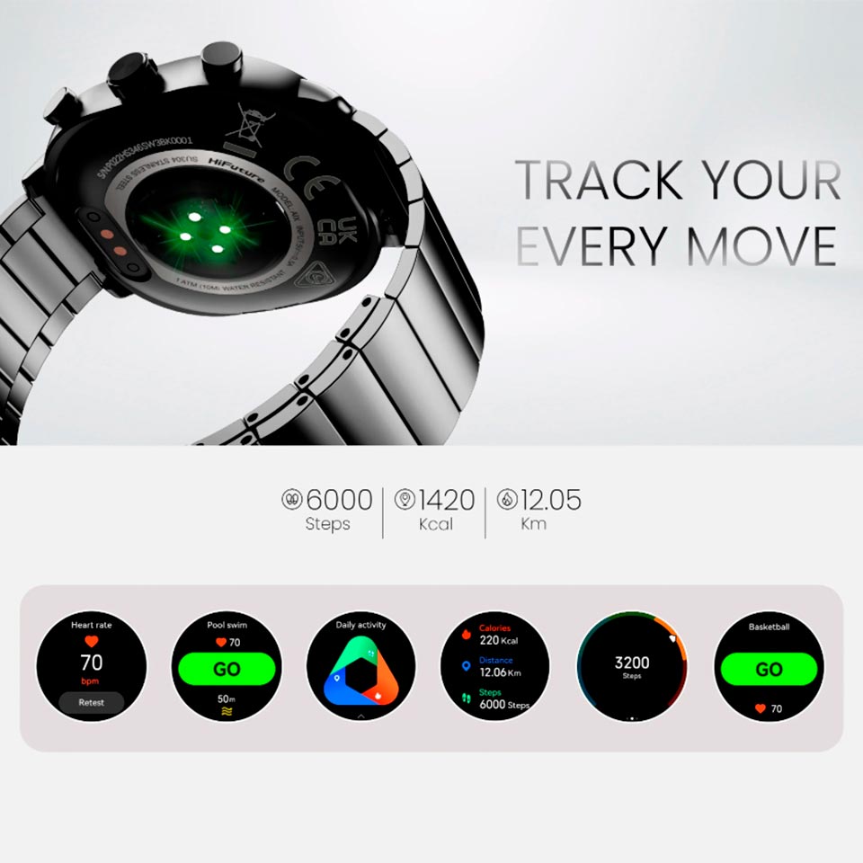 Smartwatch Aix Plateado track mode
